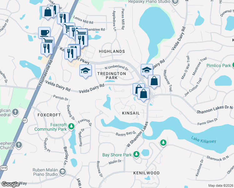 map of restaurants, bars, coffee shops, grocery stores, and more near 2969 Stony Brook Court in Tallahassee