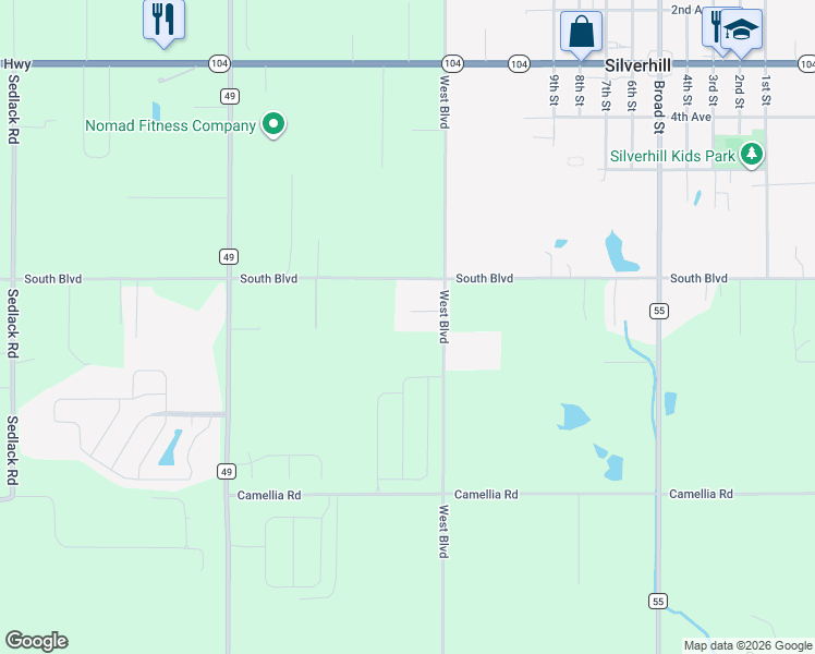 map of restaurants, bars, coffee shops, grocery stores, and more near 15401-15499 Sunny Ct in Silverhill