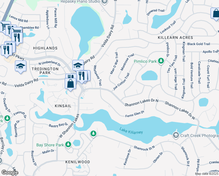 map of restaurants, bars, coffee shops, grocery stores, and more near 3038 Shannon Lakes Drive North in Tallahassee