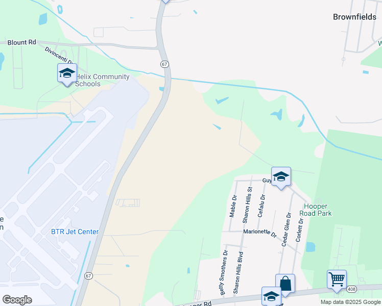 map of restaurants, bars, coffee shops, grocery stores, and more near 9696 Plank Road in Baton Rouge