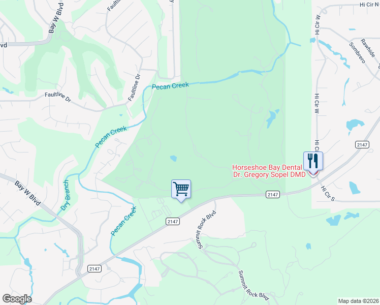 map of restaurants, bars, coffee shops, grocery stores, and more near 444 La Serena Loop in Horseshoe Bay
