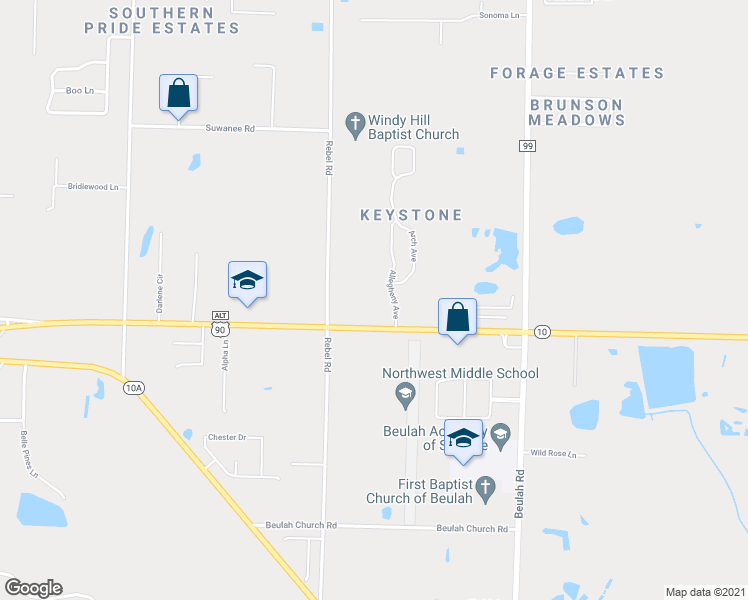 map of restaurants, bars, coffee shops, grocery stores, and more near 6020 W 9 Mile Rd in West Pensacola