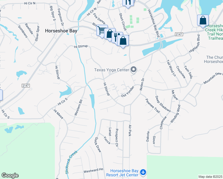 map of restaurants, bars, coffee shops, grocery stores, and more near 405 Hi There in Horseshoe Bay