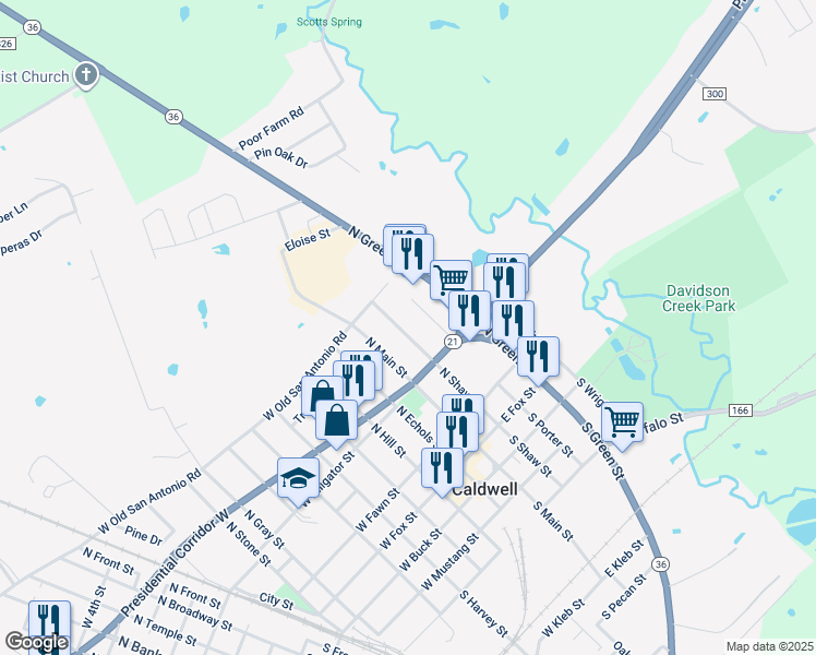 map of restaurants, bars, coffee shops, grocery stores, and more near 502 North Shaw Street in Caldwell