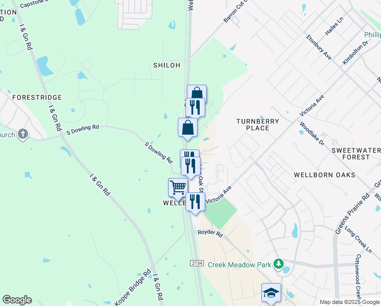 map of restaurants, bars, coffee shops, grocery stores, and more near in College Station