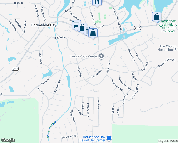 map of restaurants, bars, coffee shops, grocery stores, and more near 305 Poker Chip in Horseshoe Bay