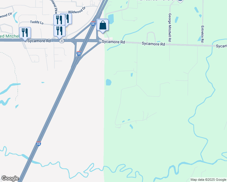 map of restaurants, bars, coffee shops, grocery stores, and more near 182-326 Northwood Drive in Carriere
