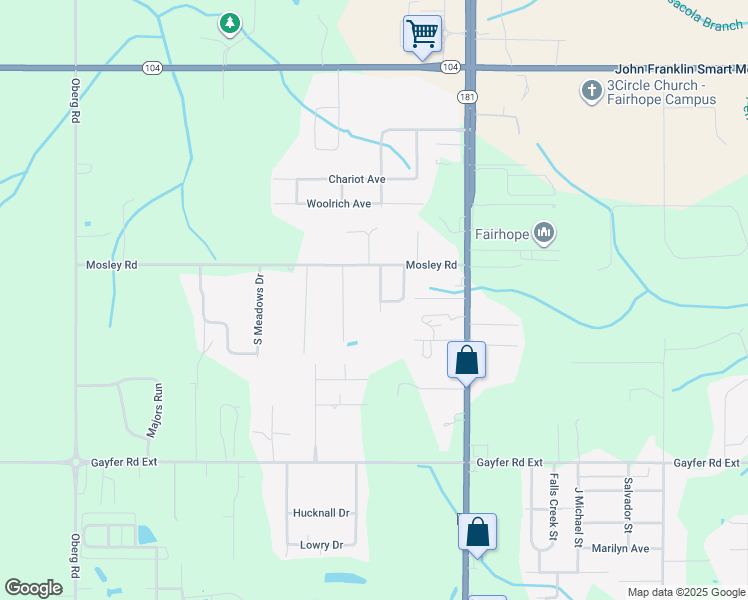 map of restaurants, bars, coffee shops, grocery stores, and more near 21415 Roundhouse Road in Fairhope