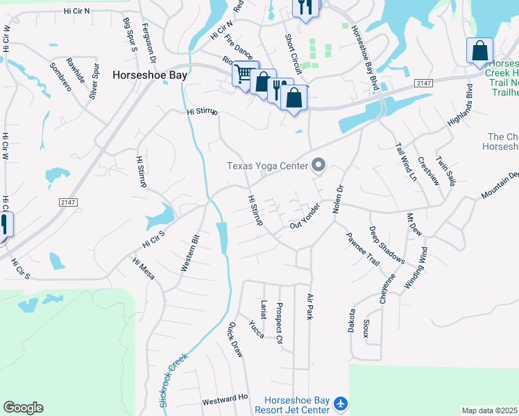 map of restaurants, bars, coffee shops, grocery stores, and more near 405 Hi There in Horseshoe Bay