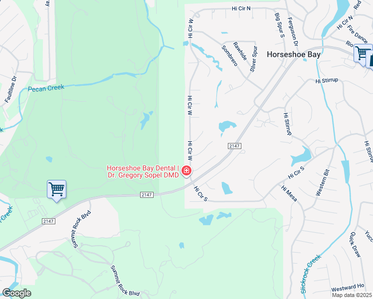 map of restaurants, bars, coffee shops, grocery stores, and more near 100 Colt in Horseshoe Bay