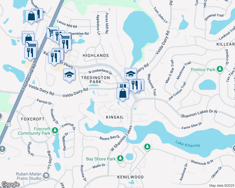 map of restaurants, bars, coffee shops, grocery stores, and more near 2652 Yarmouth Lane in Tallahassee