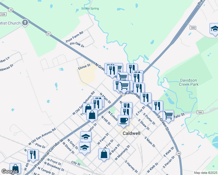 map of restaurants, bars, coffee shops, grocery stores, and more near 502 North Shaw Street in Caldwell