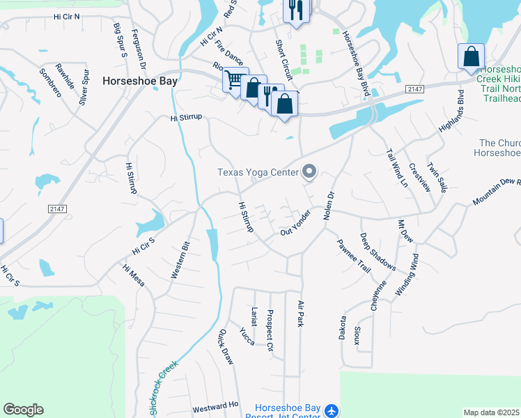 map of restaurants, bars, coffee shops, grocery stores, and more near 405 Hi There in Horseshoe Bay