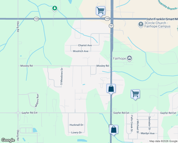map of restaurants, bars, coffee shops, grocery stores, and more near 21415 Roundhouse Road in Fairhope
