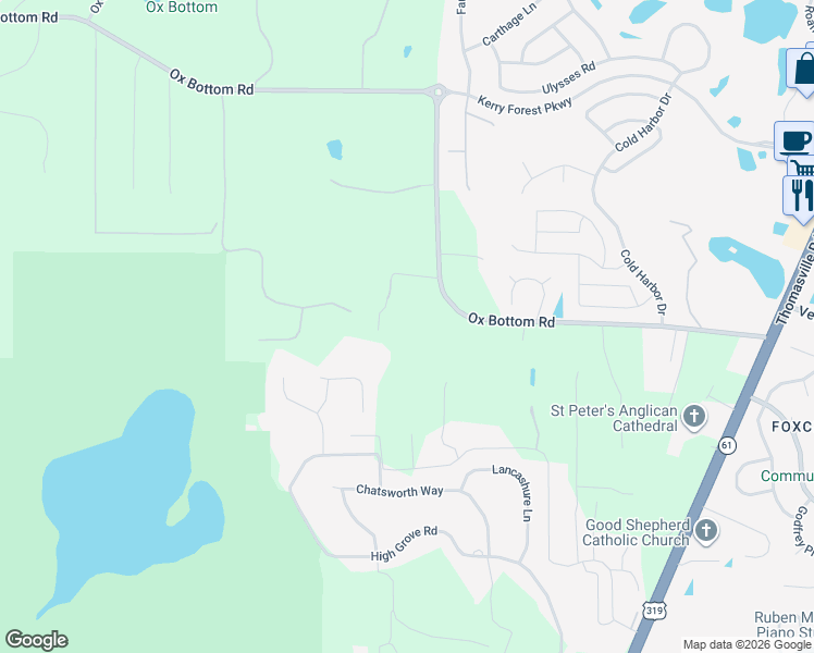 map of restaurants, bars, coffee shops, grocery stores, and more near 2077 Ox Bottom Road in Tallahassee