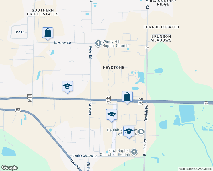 map of restaurants, bars, coffee shops, grocery stores, and more near 6020 W 9 Mile Rd in West Pensacola
