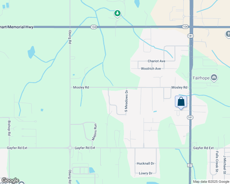 map of restaurants, bars, coffee shops, grocery stores, and more near 9390 Mosley Road in Fairhope