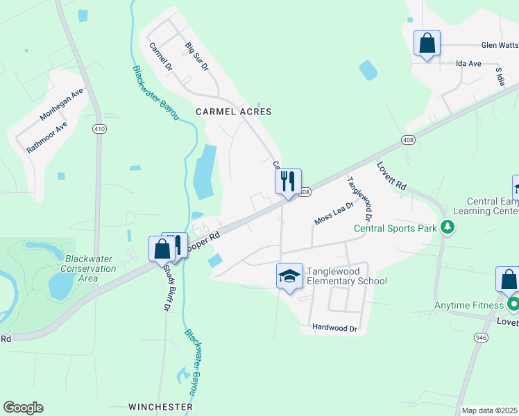 map of restaurants, bars, coffee shops, grocery stores, and more near 9889 Hooper Road in Baton Rouge