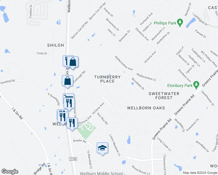 map of restaurants, bars, coffee shops, grocery stores, and more near 3854 Still Creek Loop in College Station