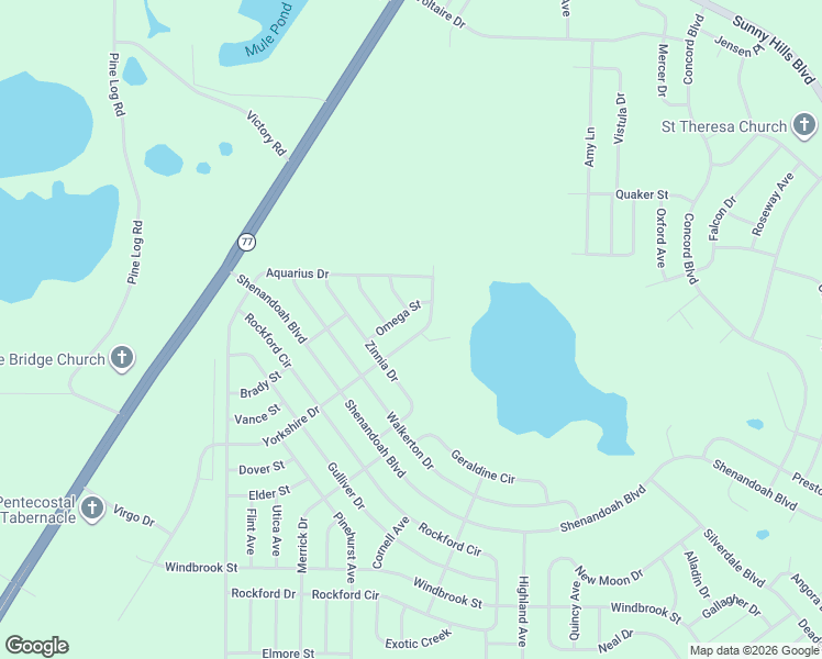 map of restaurants, bars, coffee shops, grocery stores, and more near Omega Street in Chipley