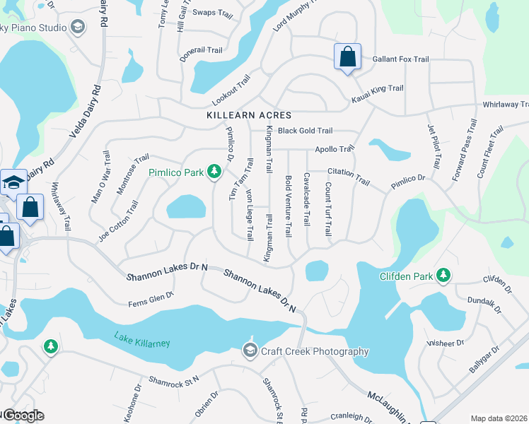 map of restaurants, bars, coffee shops, grocery stores, and more near 6541 Iron Liege Trail in Tallahassee