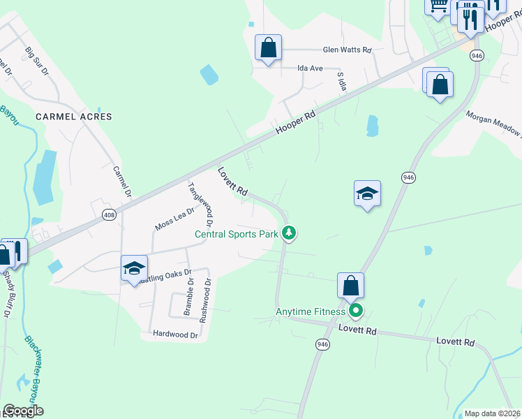 map of restaurants, bars, coffee shops, grocery stores, and more near 10266 Lovett Road in Baton Rouge