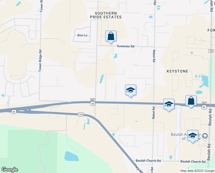 map of restaurants, bars, coffee shops, grocery stores, and more near 9460 Darlene Circle in Pensacola