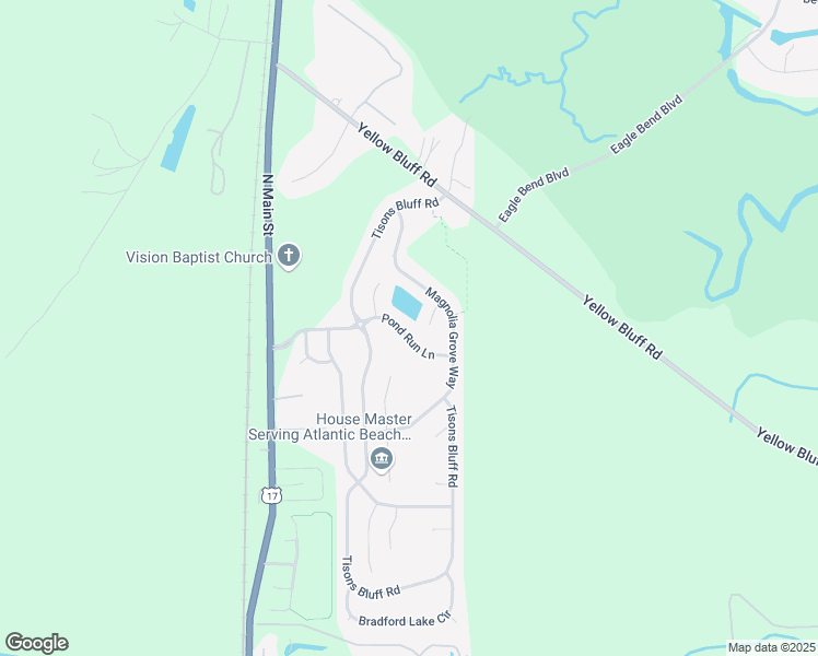 map of restaurants, bars, coffee shops, grocery stores, and more near 123 Pond Run Lane in Jacksonville