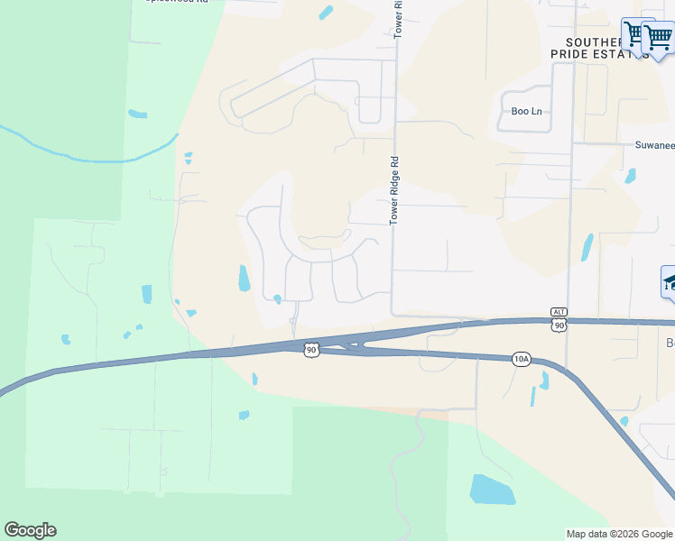 map of restaurants, bars, coffee shops, grocery stores, and more near 9151 Brookline Drive in Pensacola