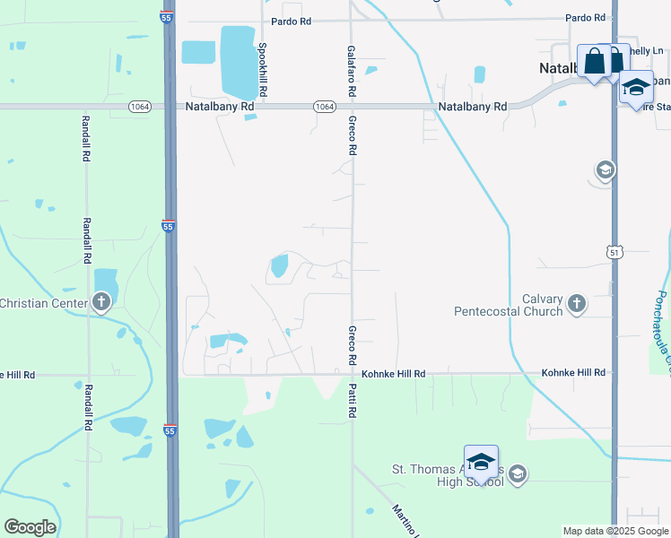 map of restaurants, bars, coffee shops, grocery stores, and more near 14257 Woodlands Drive in Hammond