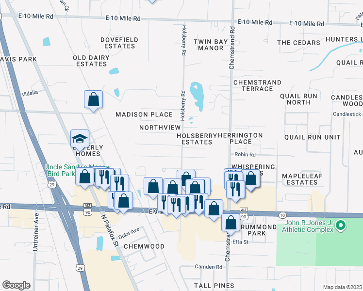 map of restaurants, bars, coffee shops, grocery stores, and more near 197 Craft Street in Pensacola