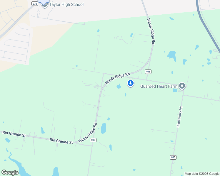 map of restaurants, bars, coffee shops, grocery stores, and more near 2505 Windy Ridge Road in Taylor