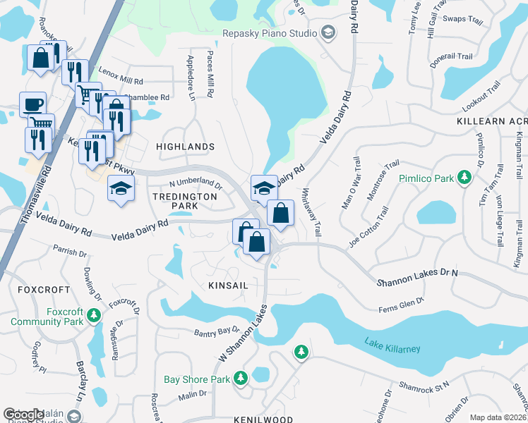 map of restaurants, bars, coffee shops, grocery stores, and more near 4083-4167 Velda Dairy Rd in Tallahassee