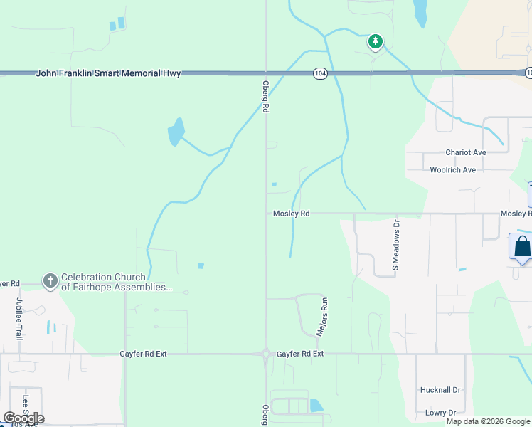 map of restaurants, bars, coffee shops, grocery stores, and more near Oberg Road in Fairhope