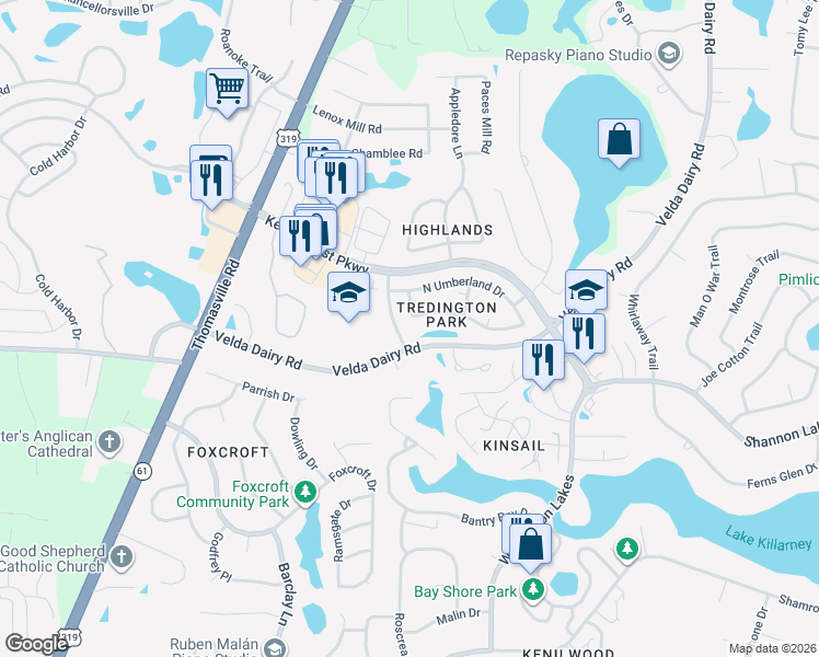 map of restaurants, bars, coffee shops, grocery stores, and more near 2941 Compton Way in Tallahassee
