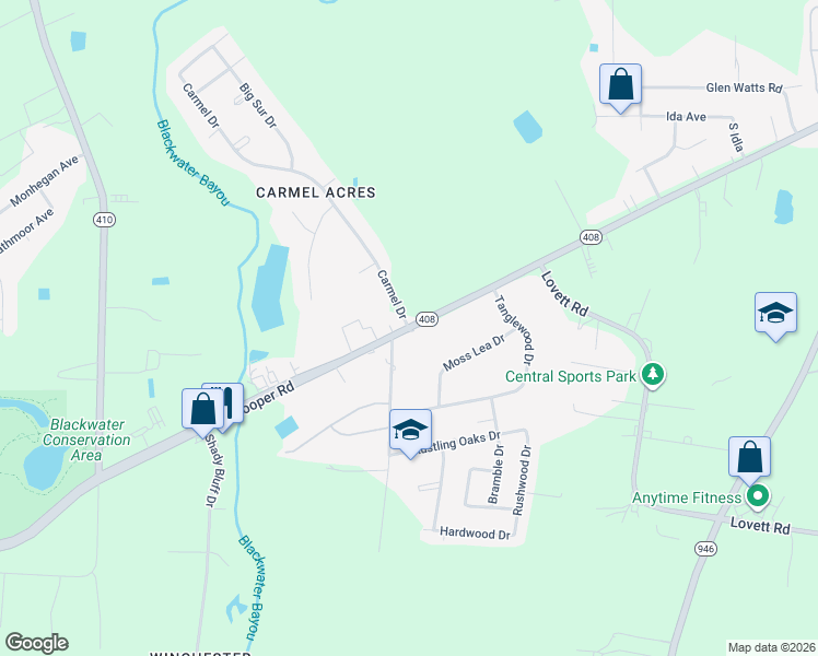 map of restaurants, bars, coffee shops, grocery stores, and more near 10155 Hooper Road in Baton Rouge