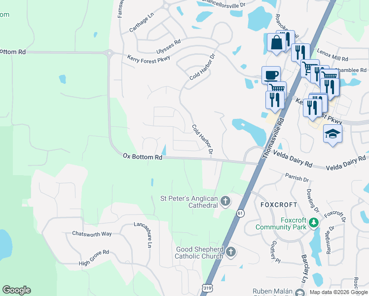 map of restaurants, bars, coffee shops, grocery stores, and more near 5083 Bird Nest Trail in Tallahassee