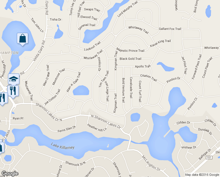 map of restaurants, bars, coffee shops, grocery stores, and more near 6541 Iron Liege Trail in Tallahassee