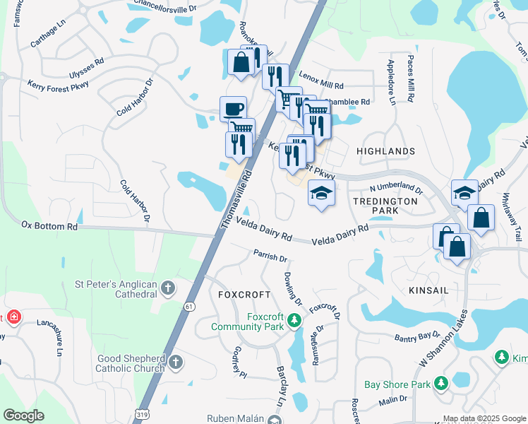 map of restaurants, bars, coffee shops, grocery stores, and more near 5027 Mint Hill Ct in Tallahassee