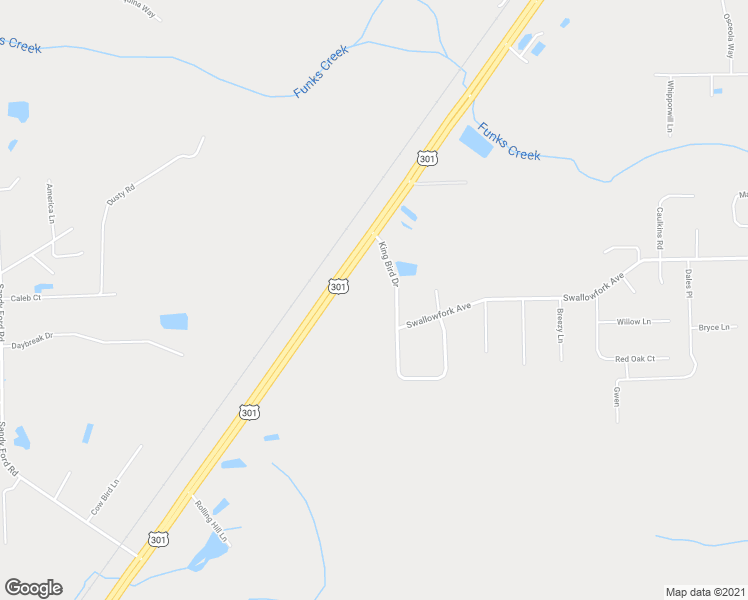 map of restaurants, bars, coffee shops, grocery stores, and more near 44191 King Bird Drive in Callahan