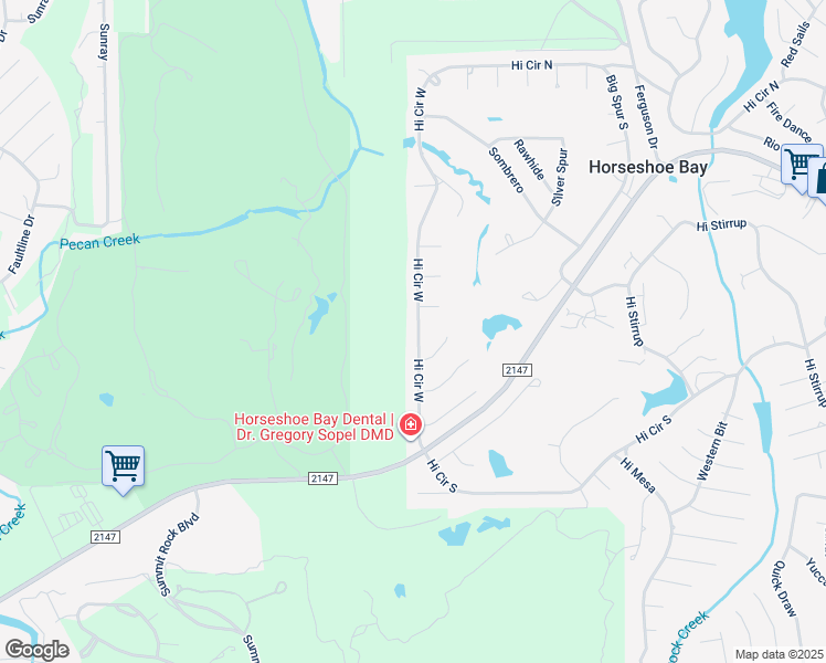 map of restaurants, bars, coffee shops, grocery stores, and more near 410 Hi Circle West in Horseshoe Bay