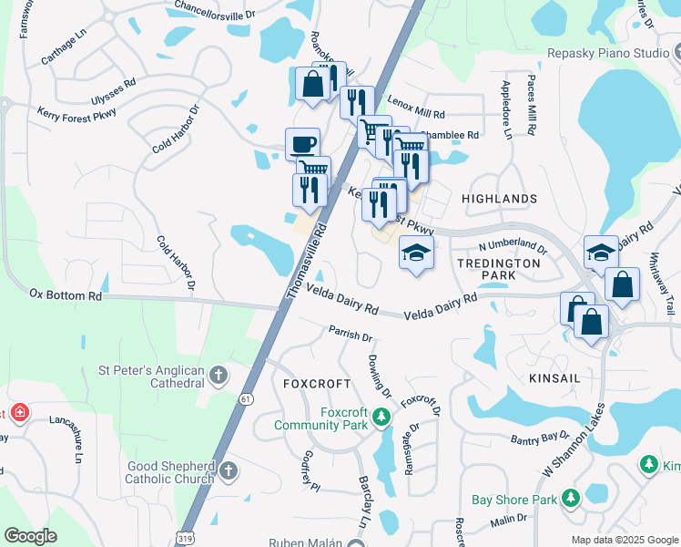 map of restaurants, bars, coffee shops, grocery stores, and more near 5035 Mint Hill Court in Tallahassee