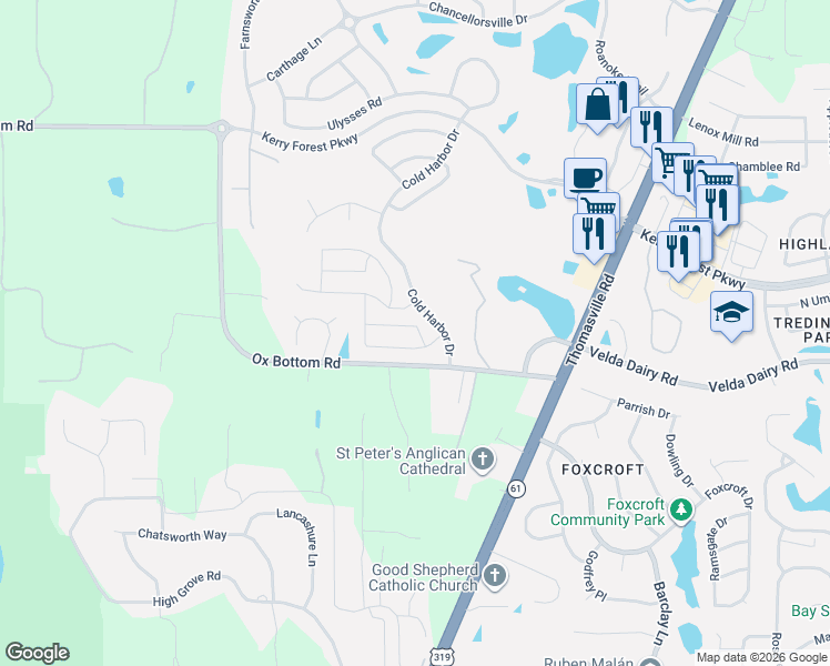 map of restaurants, bars, coffee shops, grocery stores, and more near 5083 Bird Nest Trail in Tallahassee