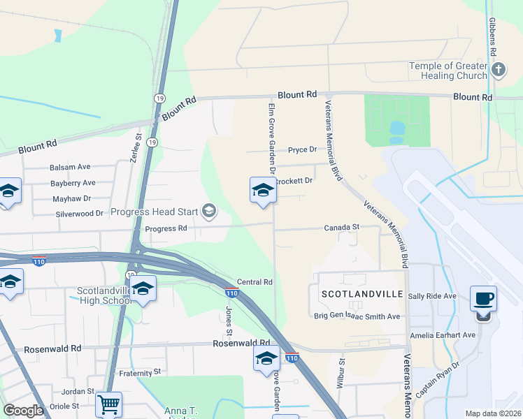 map of restaurants, bars, coffee shops, grocery stores, and more near 10337 Elm Grove Garden Drive in Baton Rouge