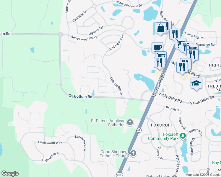 map of restaurants, bars, coffee shops, grocery stores, and more near 5083 Bird Nest Trail in Tallahassee