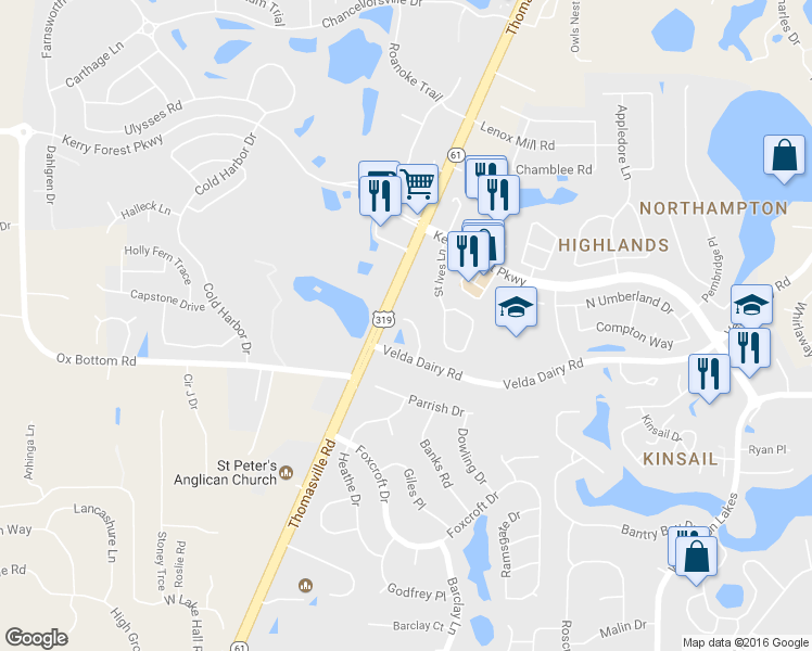 map of restaurants, bars, coffee shops, grocery stores, and more near 5072 Mint Court in Tallahassee