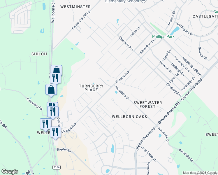 map of restaurants, bars, coffee shops, grocery stores, and more near 15137 Post Oak Bend in College Station