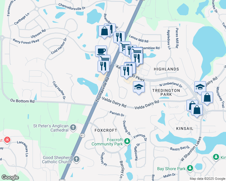 map of restaurants, bars, coffee shops, grocery stores, and more near 5027 Mint Hill Court in Tallahassee