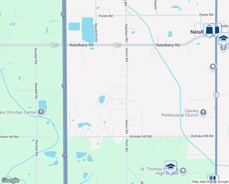 map of restaurants, bars, coffee shops, grocery stores, and more near 14257 Woodlands Drive in Hammond
