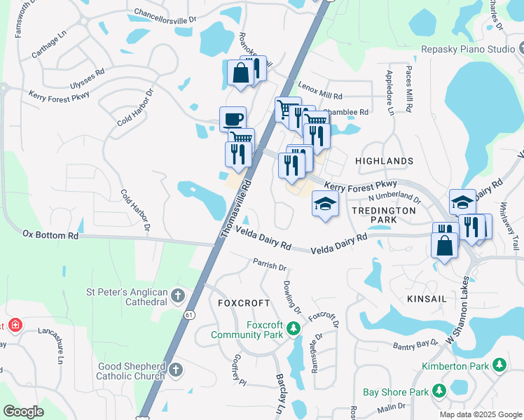 map of restaurants, bars, coffee shops, grocery stores, and more near 5055 Mint Hill Court in Tallahassee